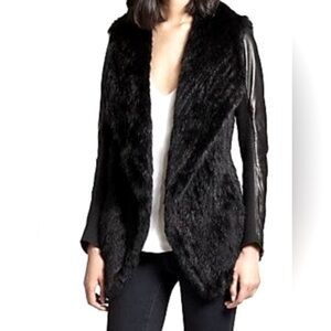 Black Fur and Leather Women's Jacket